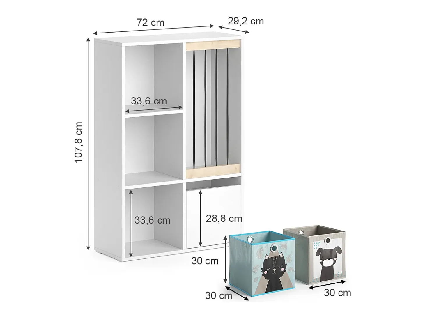 Estantería infantil blanco 29.2x72x107.8 luigi