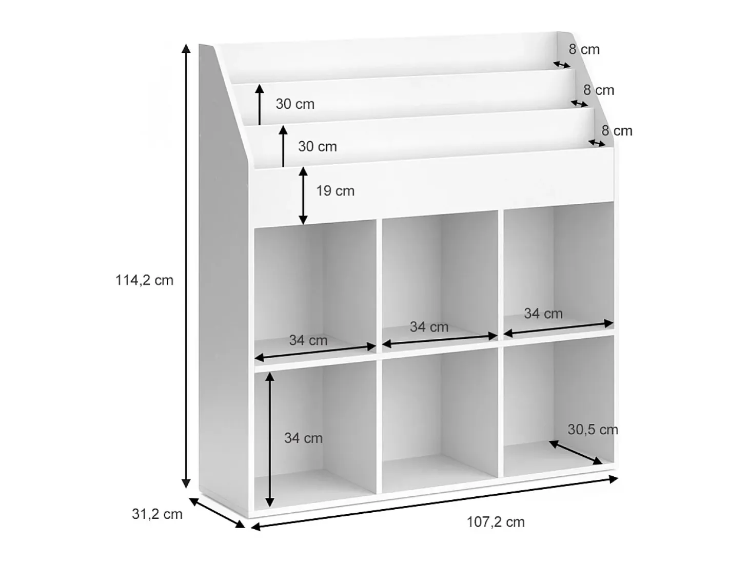 Estantería infantil blanco 107.2x31.2x114.2 luigi