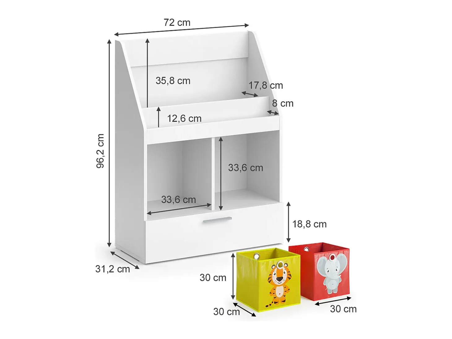 Estantería infantil blanco 72x31.2x96.2 luigi