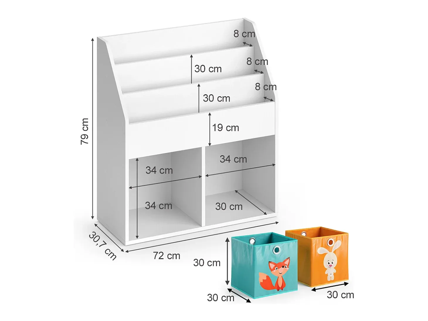 Estantería infantil blanco 72x30.7x79 luigi