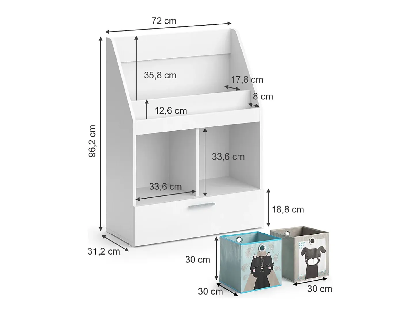 Estantería infantil blanco 72x31.2x96.2 luigi