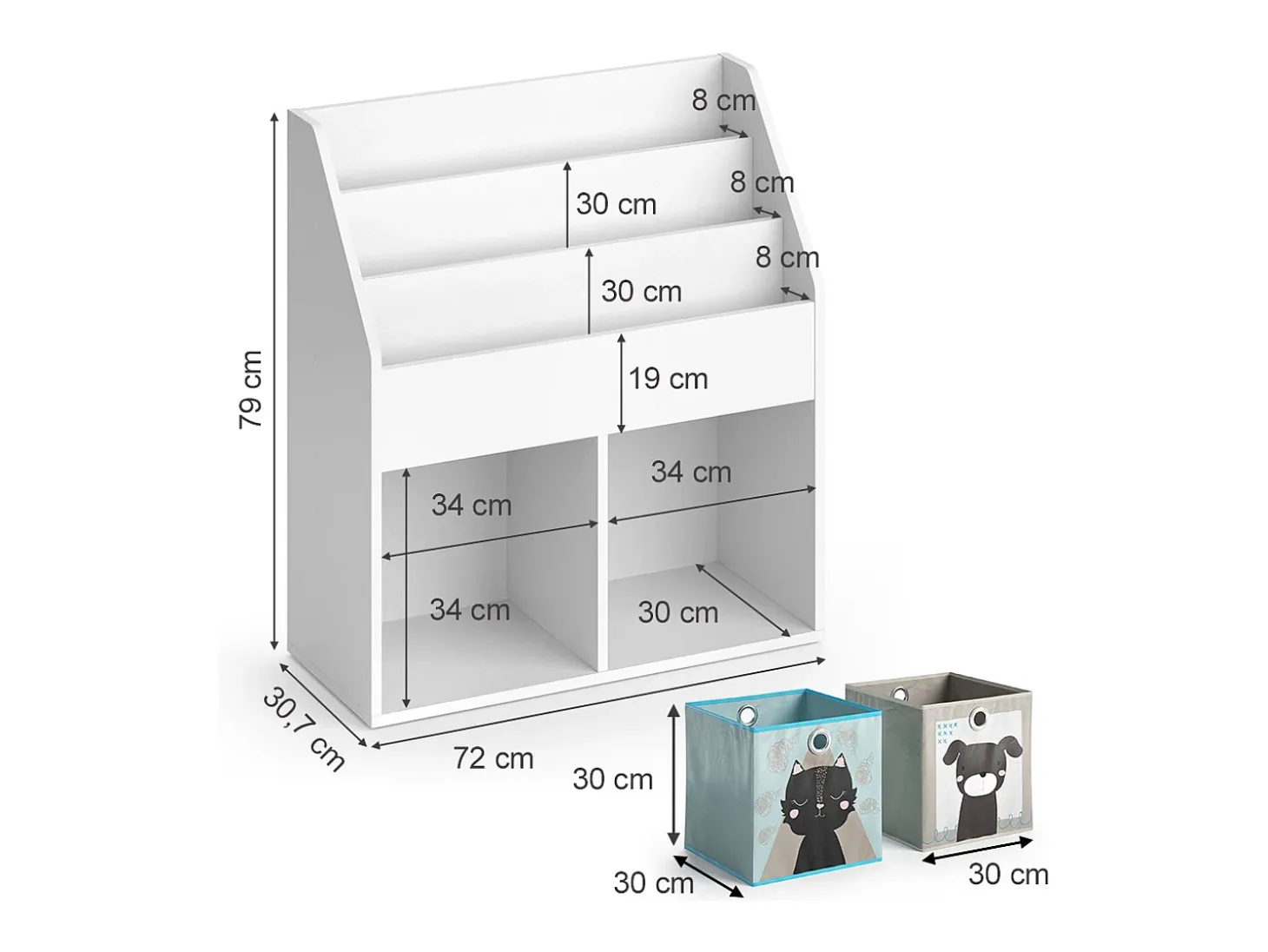 Estantería infantil blanco 72x30.7x79 luigi