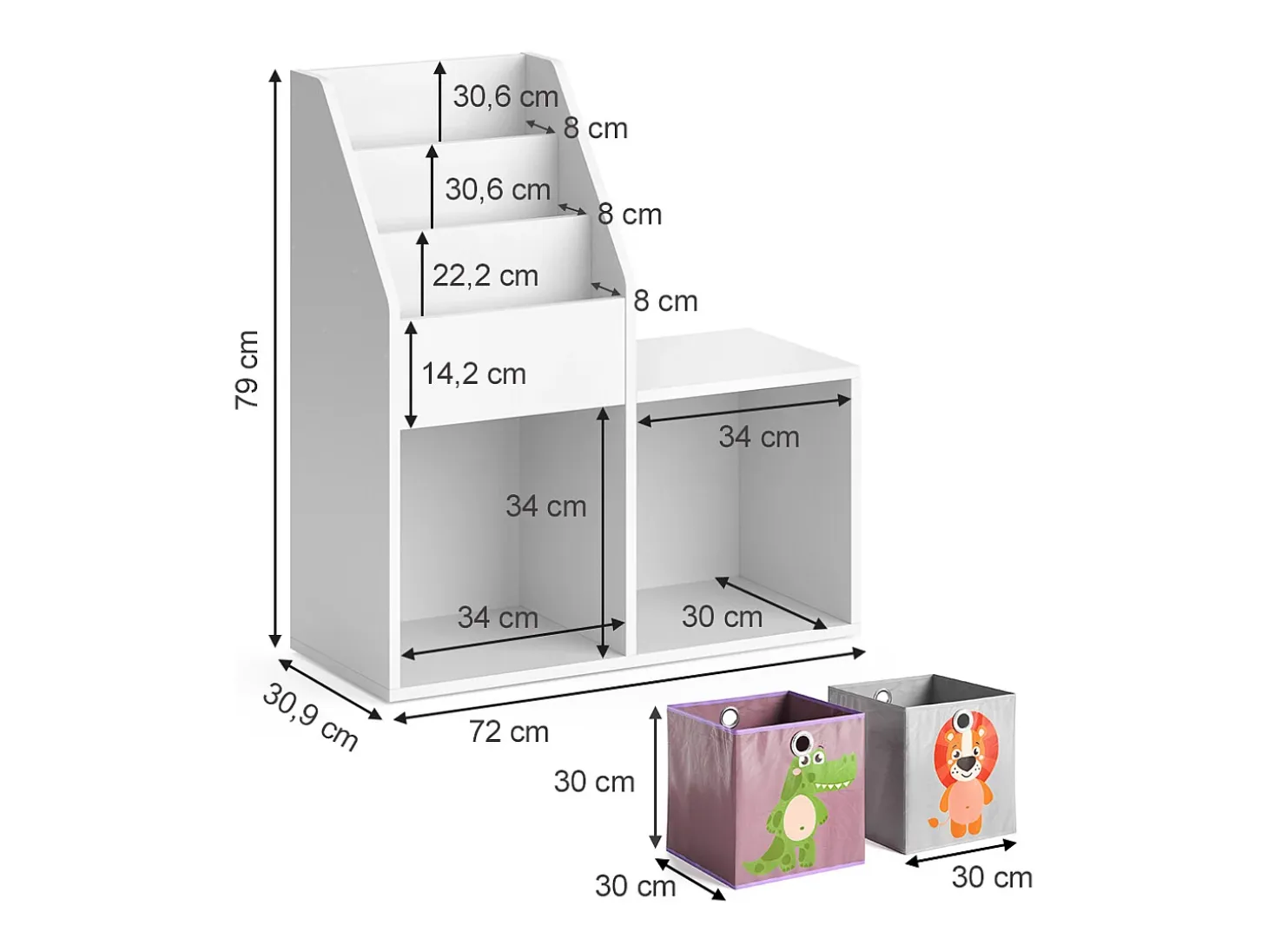 Estantería infantil blanco 30.9x72x79 luigi