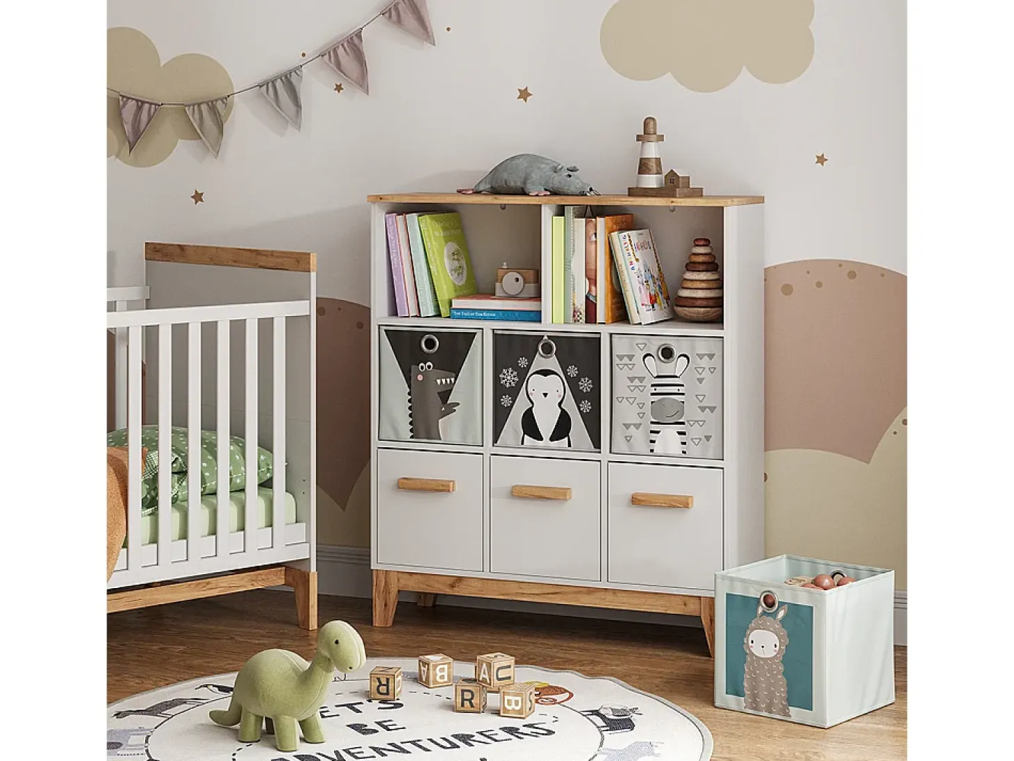 Estantería infantil blanco/artesano 98.4x32.6x113.4 malia