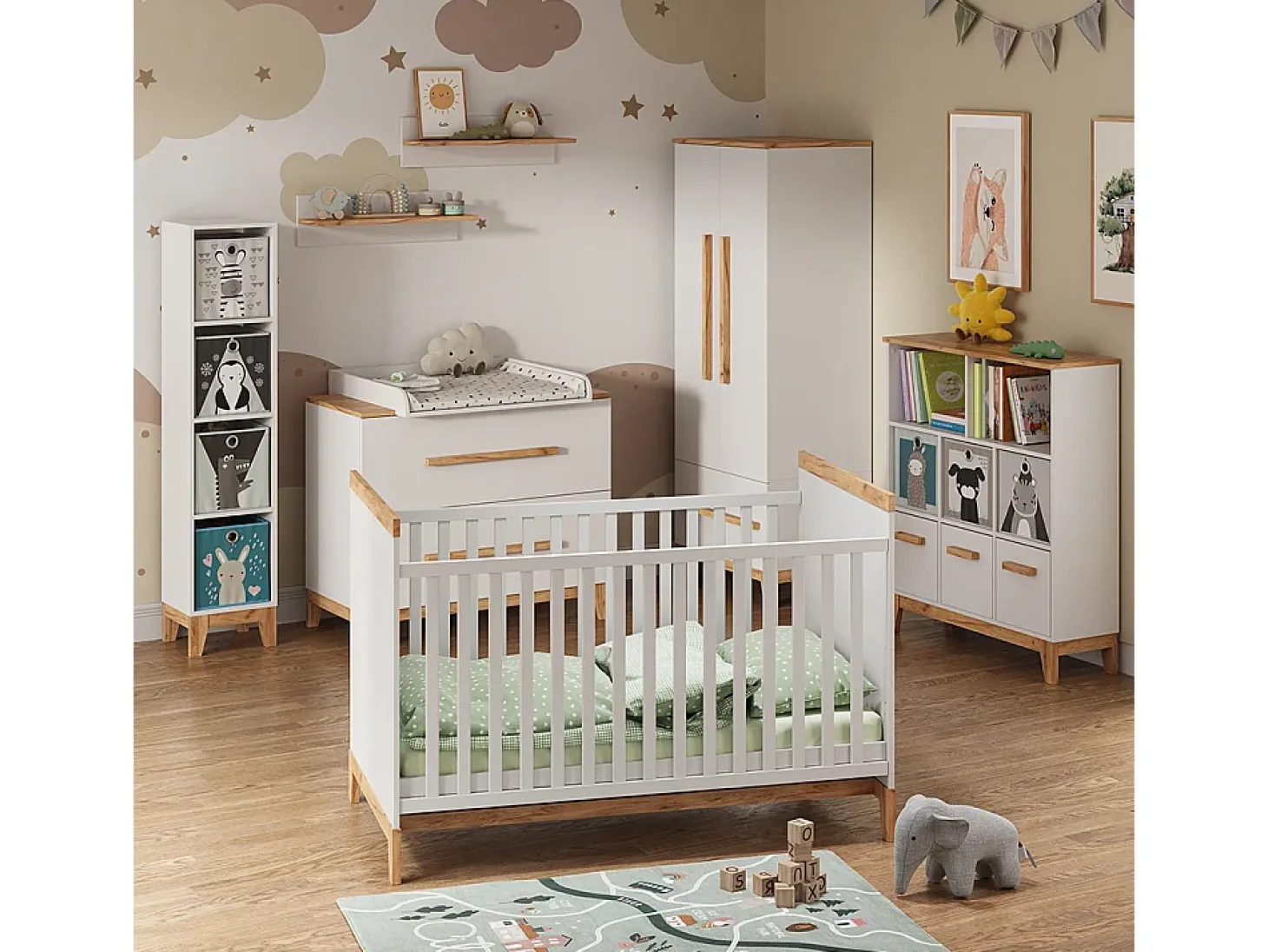 Estantería infantil blanco/artesano 98.4x32.6x113.4 malia