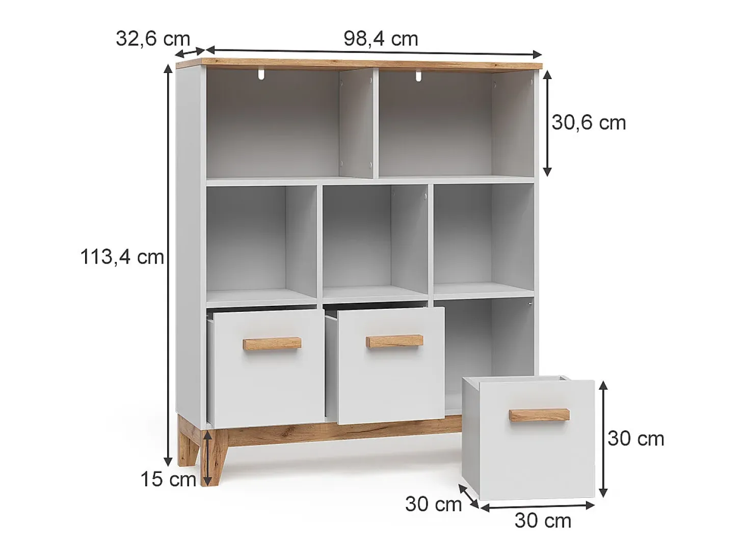 Estantería infantil blanco/artesano 98.4x32.6x113.4 malia