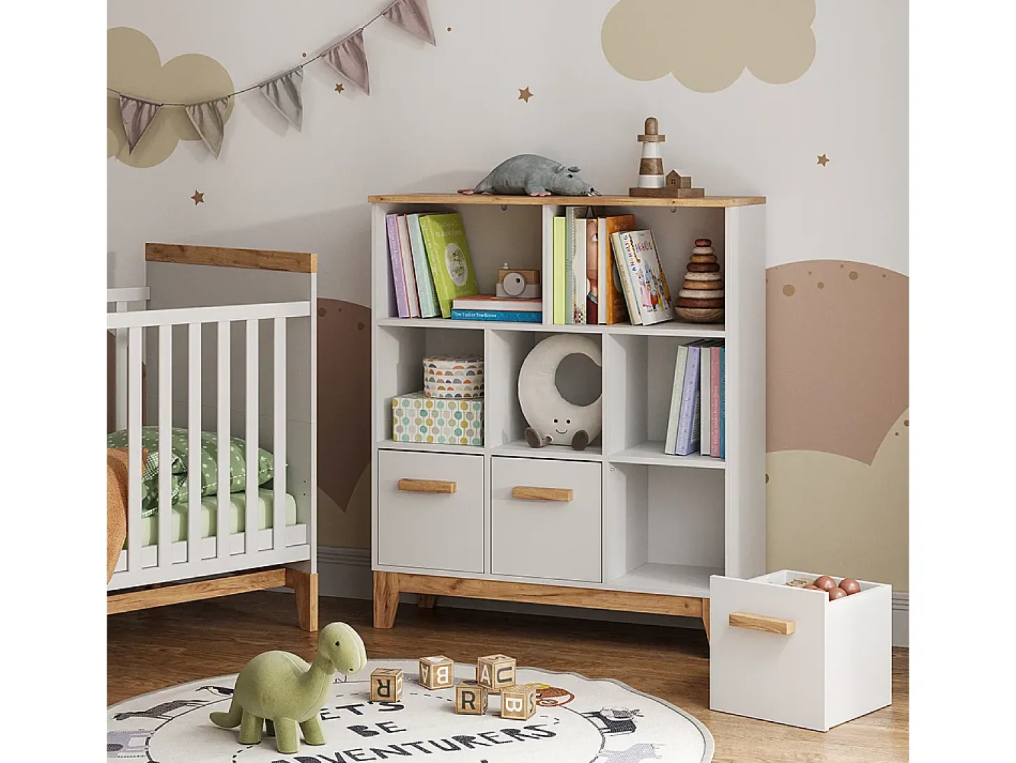 Estantería infantil blanco/artesano 98.4x32.6x113.4 malia