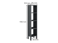 Estantería infantil gris 35.2x30.6x159.5 ajaton