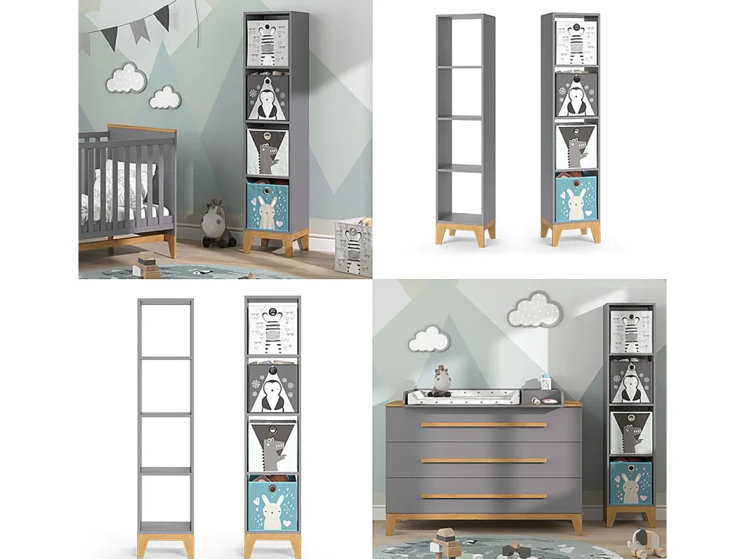 Estantería infantil gris 35.2x30x159.5 malia