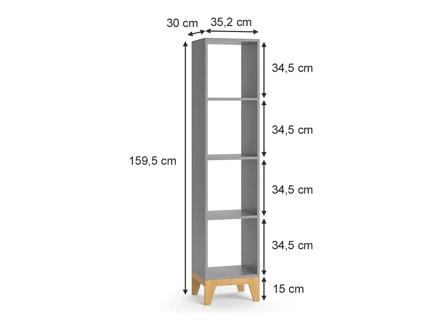Estantería infantil gris 35.2x30x159.5 malia