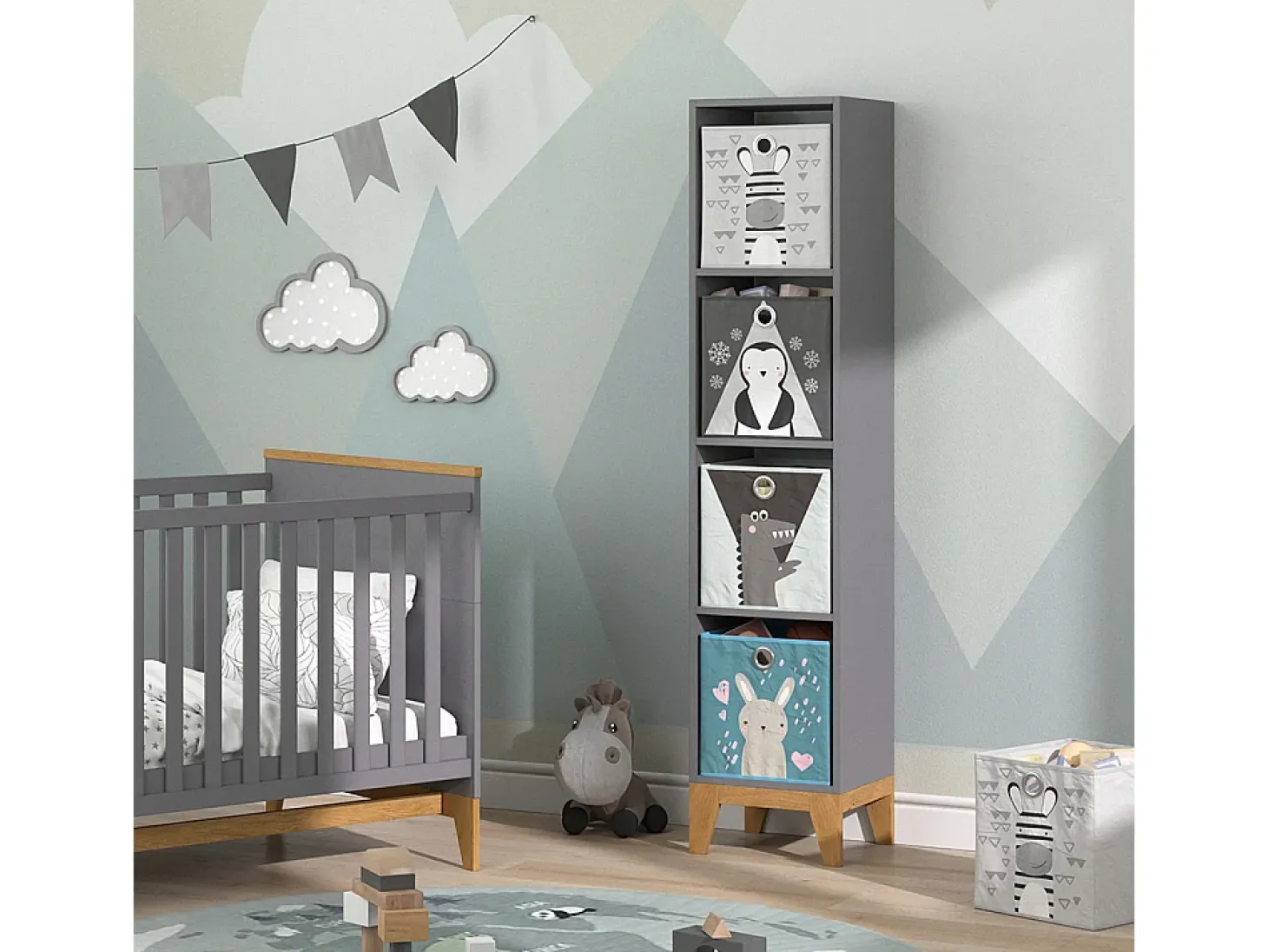 Estantería infantil gris 35.2x30x159.5 malia
