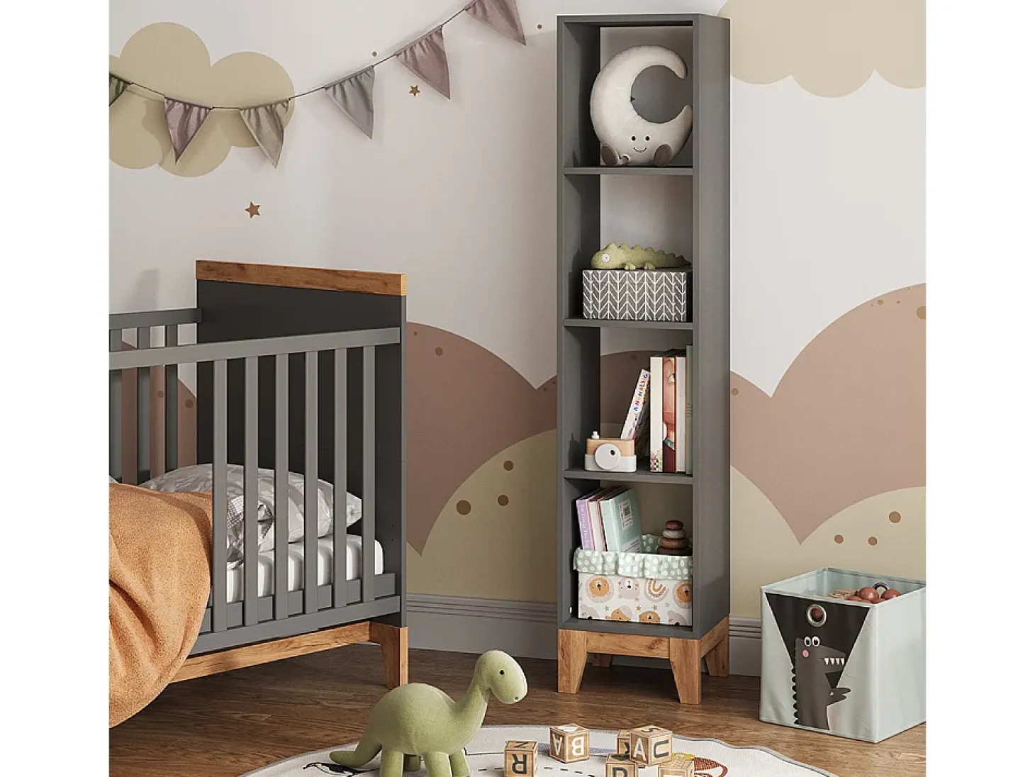 Estantería infantil gris/artisan 35.2x30x159.5 malia