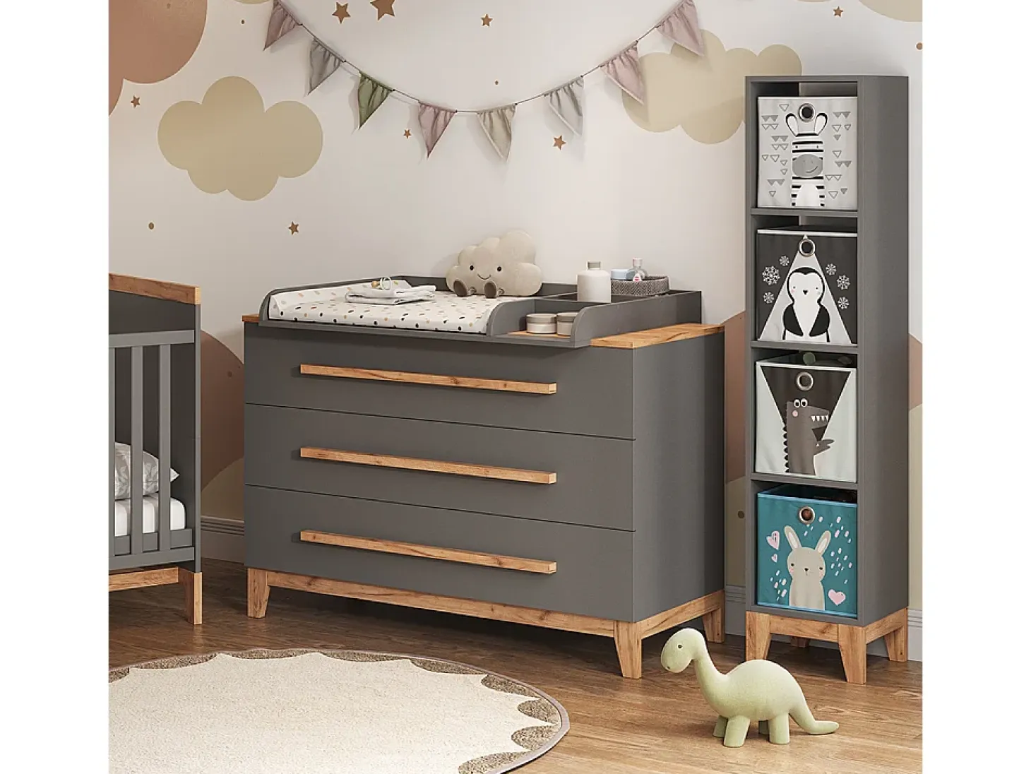 Estantería infantil gris/artisan 35.2x30x159.5 malia