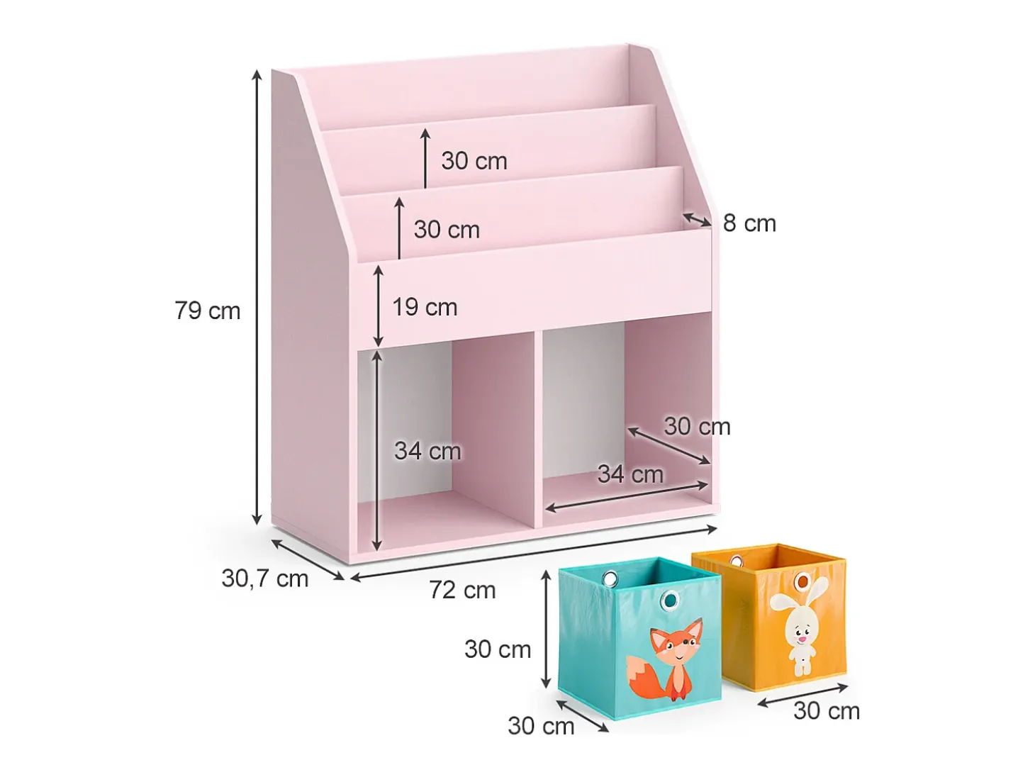Estantería infantil rosa 72x30.7x79 luigi