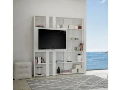 Estantería Kato L con soporte TV fresno blanco