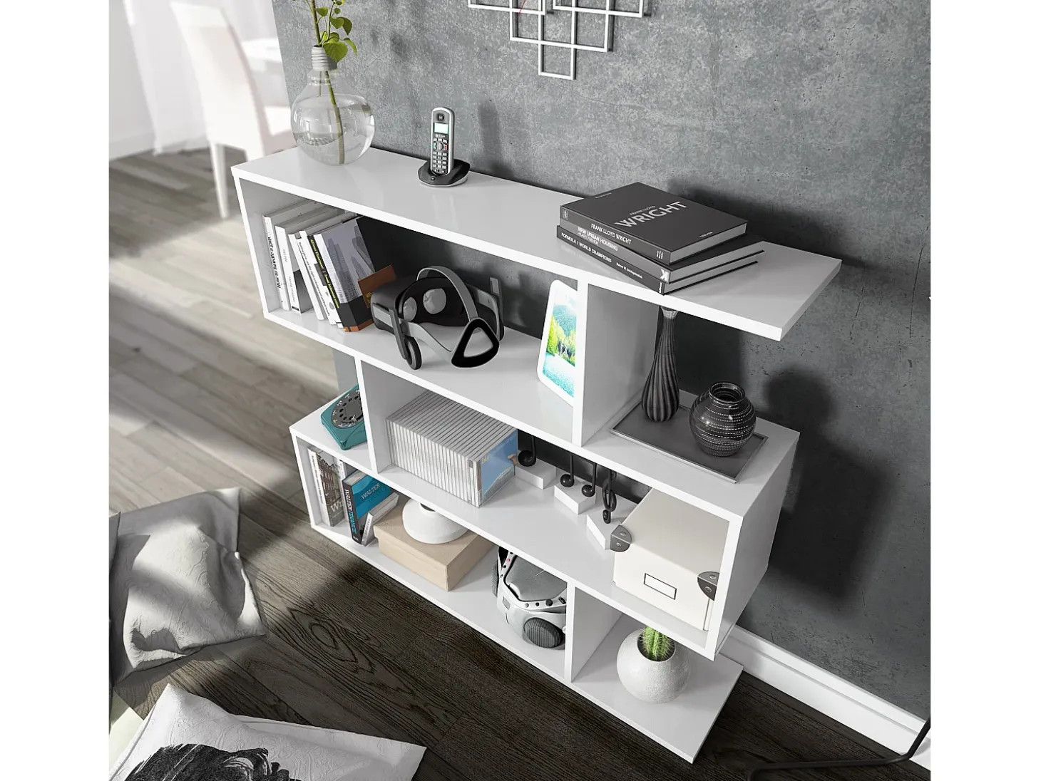 Estantería Librería Bolonia Color Blanco Brillo 6 Huecos, Salón o Despacho