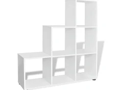 Estantería librería en forma de escalera 107 cm blanca