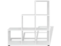 Estantería librería en forma de escalera 107 cm blanca