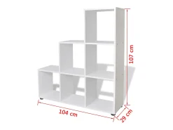 Estantería librería en forma de escalera 107 cm blanca
