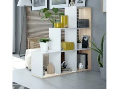Estantería Librería Estela Color Blanco/Roble, para Salón, Comedor o Despacho