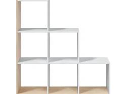 Estantería Librería Estela Color Blanco/Roble, para Salón, Comedor o Despacho