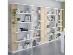 Estantería Librería Lugo Color Blanco/Roble 5 Huecos, para Salón o Comedor