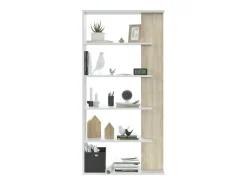 Estantería Librería Lugo Color Blanco/Roble 5 Huecos, para Salón o Comedor