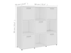 Estantería librería madera contrachapada blanco 90x30x90 cm