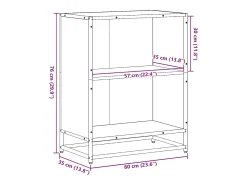 Estantería librería madera ingeniería negra 60x35x76 cm