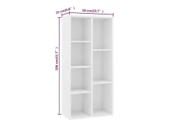Estantería librería madera contrachapada blanco 50x25x106 cm