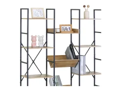 Estantería librería roble cambrian 11 estantes madera claro/negro 125x150x27 cm
