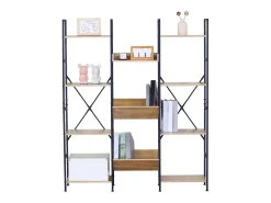 Estantería librería roble cambrian 11 estantes madera claro/negro 125x150x27 cm