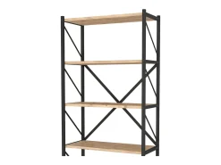 Estantería Librería Rus 5 Estantes Roble Safir Negro 160X66X34 cm