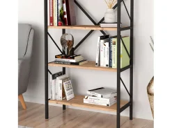 Estantería Librería Rus 5 Estantes Roble Safir Negro 160X66X34 cm