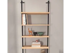 Estantería Librería Rus Pared Roble Safir Negro 60x183x20 cm