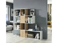 Estantería Librería Zeta Color Blanco/Roble 10 Huecos, para Salón o Comedor