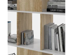 Estantería Librería Zeta Color Blanco/Roble 10 Huecos, para Salón o Comedor
