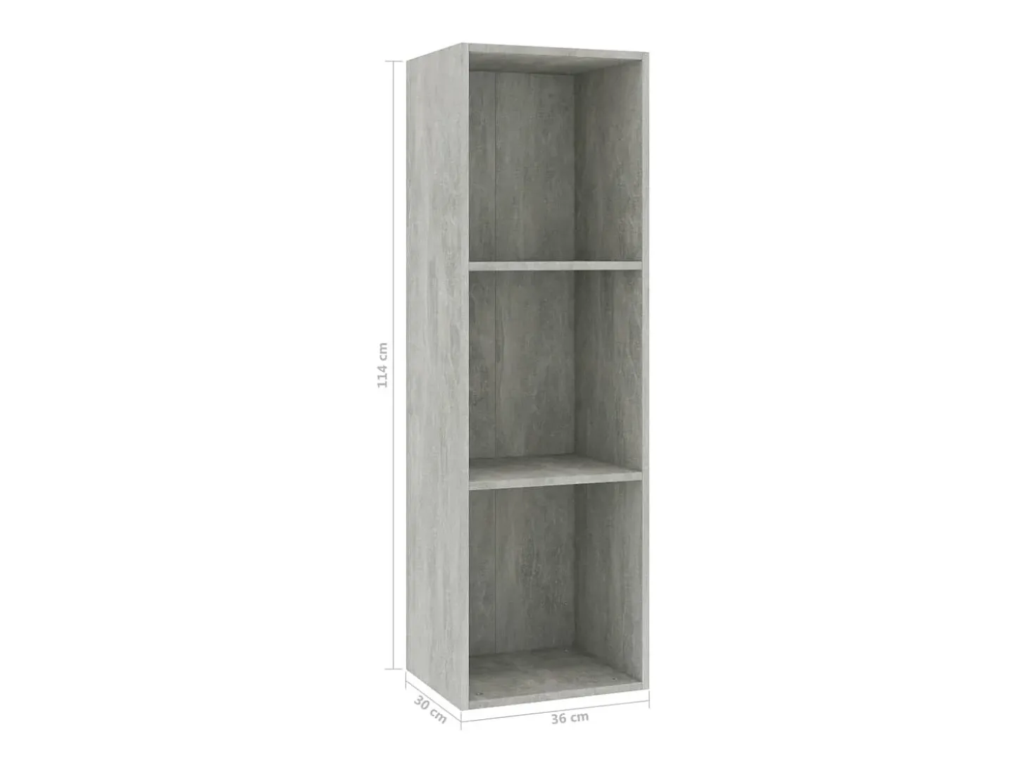 Estantería libros/mueble TV contrachapada hormigón 36x30x114cm