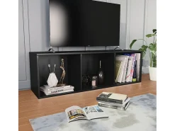 Estantería libros/mueble TV contrachapada negro 36x30x114 cm