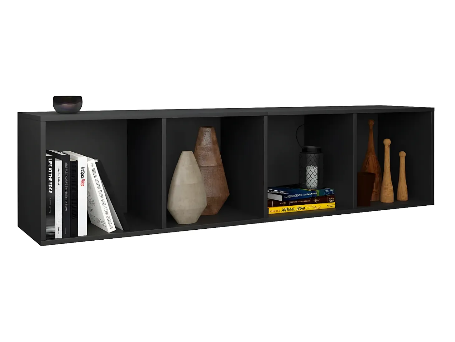 Estantería libros/mueble TV contrachapada negro 36x30x143 cm