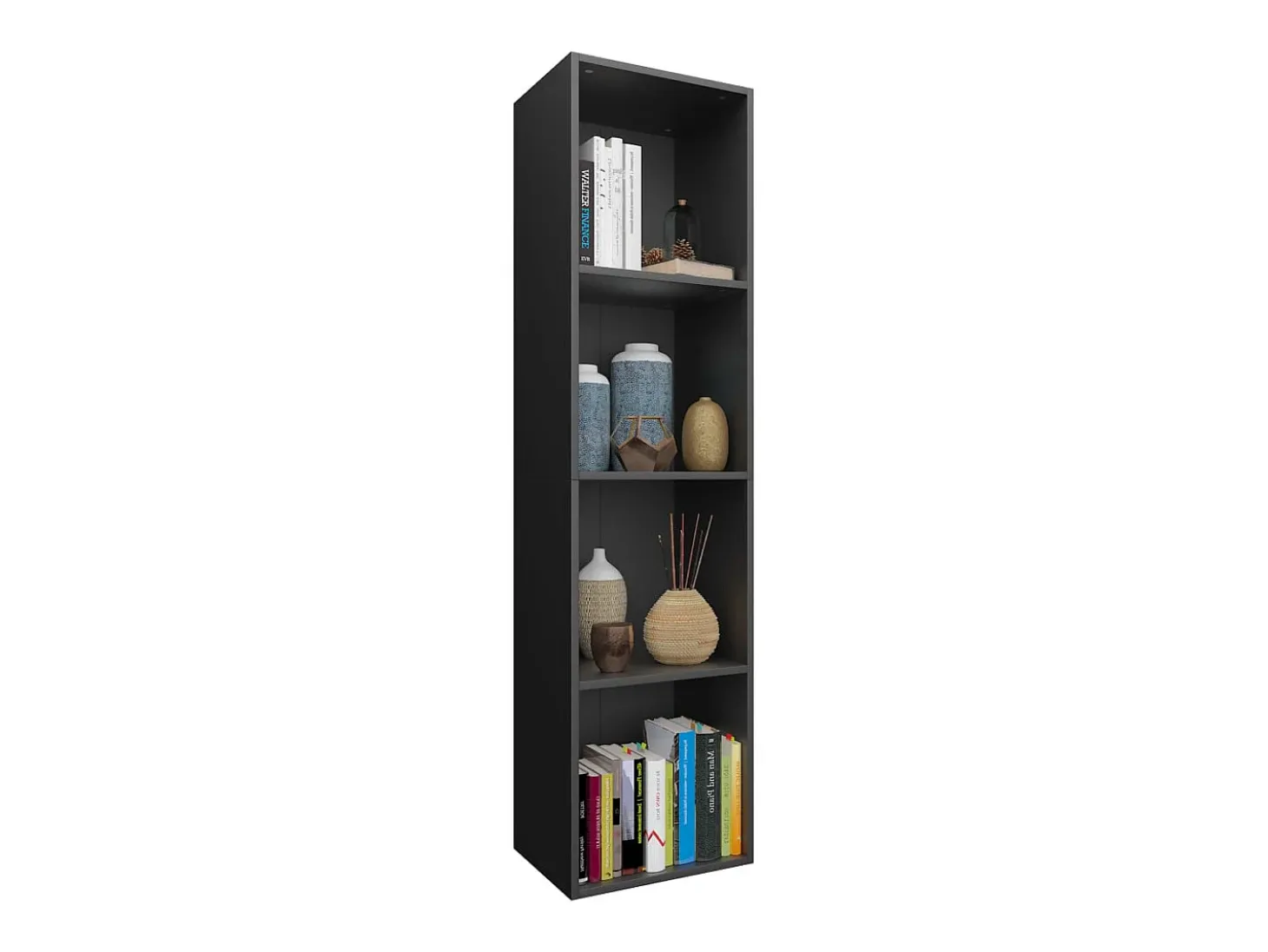 Estantería libros/mueble TV contrachapada negro 36x30x143 cm