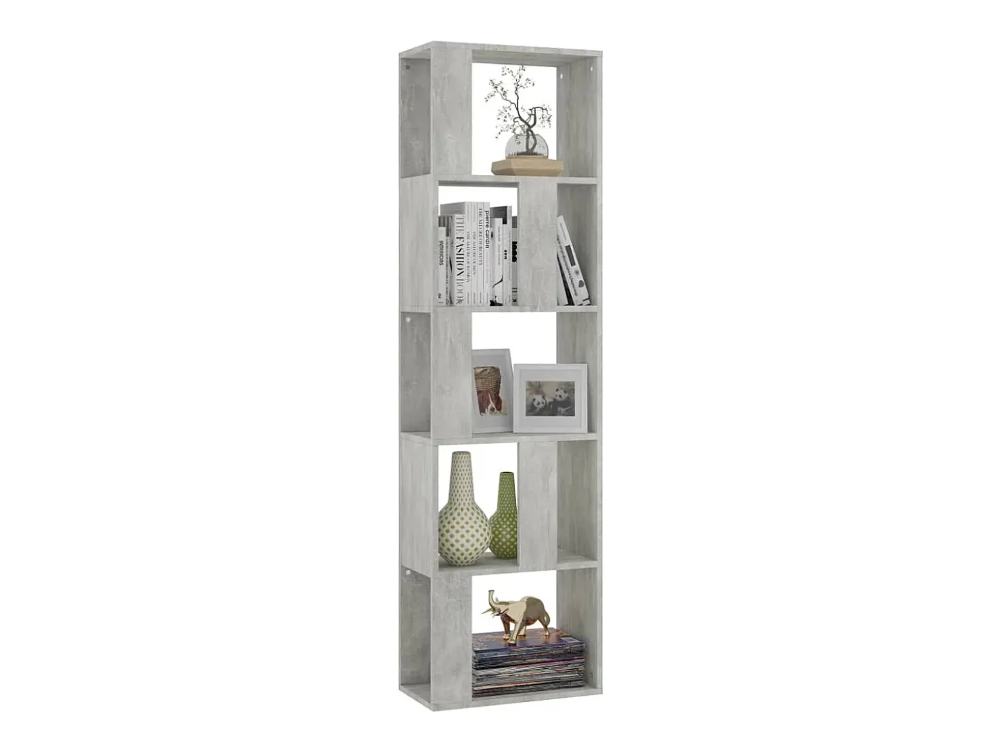 Estantería madera contrachapada gris hormigón 45x24x159cm