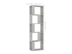 Estantería madera contrachapada gris hormigón 45x24x159cm