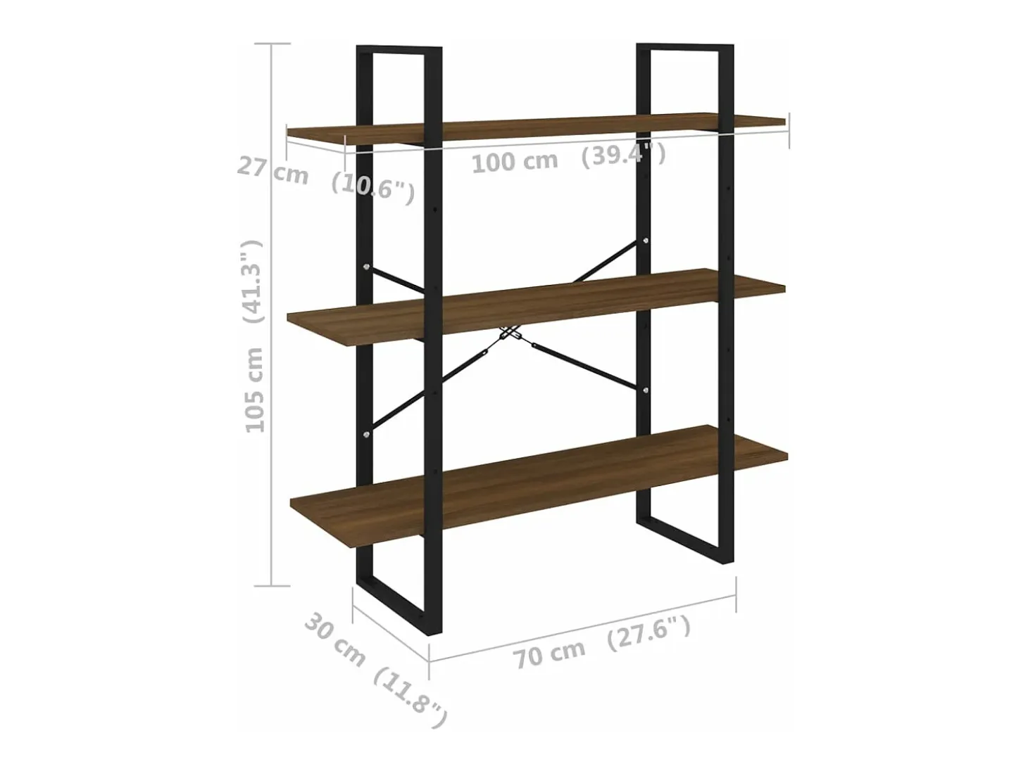 Estantería madera contrachapada roble ahumado 100x30x105 cm
