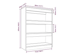Estantería madera contrachapada marrón roble 80x30x103 cm