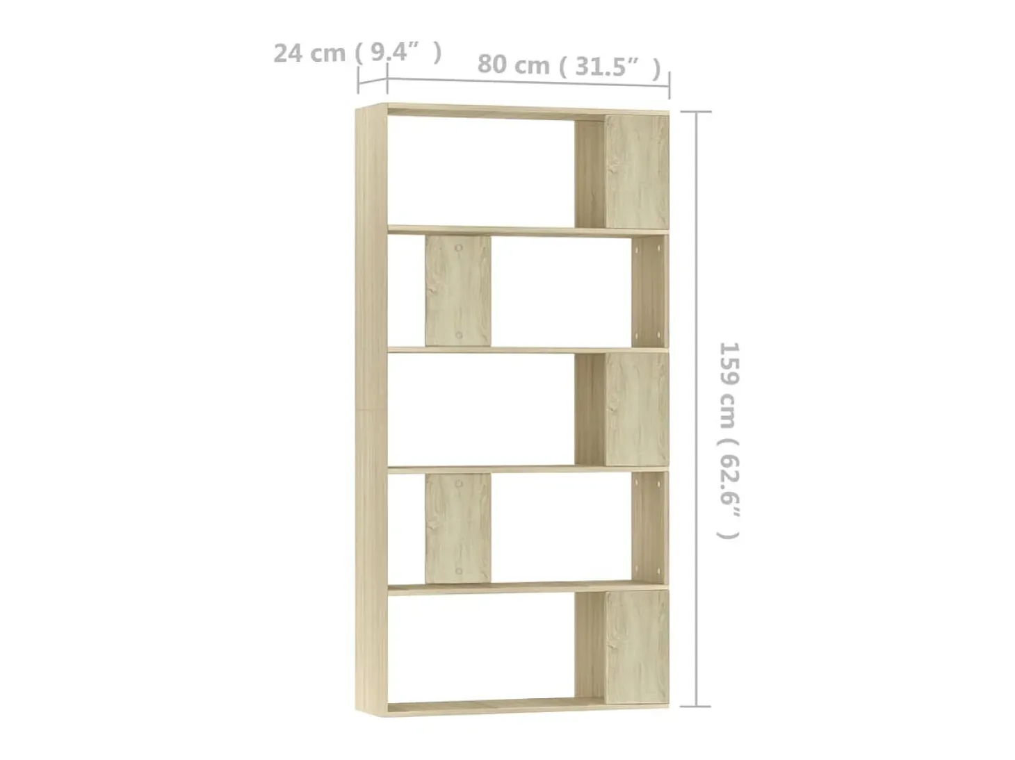 Estantería madera contrachapada color roble Sonoma 80x24x159 cm