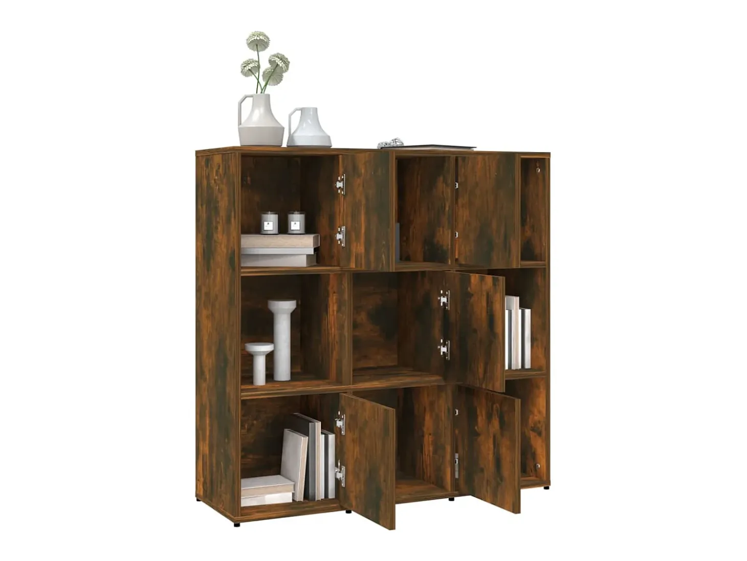 Estantería madera contrachapada color roble ahumado 90x30x90 cm ES630543