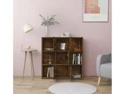 Estantería madera contrachapada color roble ahumado 90x30x90 cm ES630543