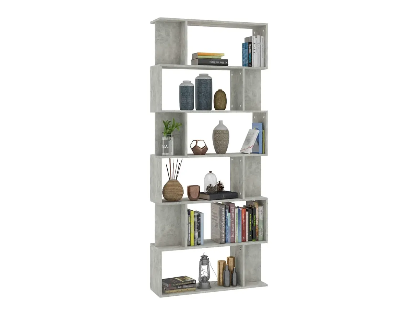 Estantería madera contrachapada gris hormigón 80x24x192cm