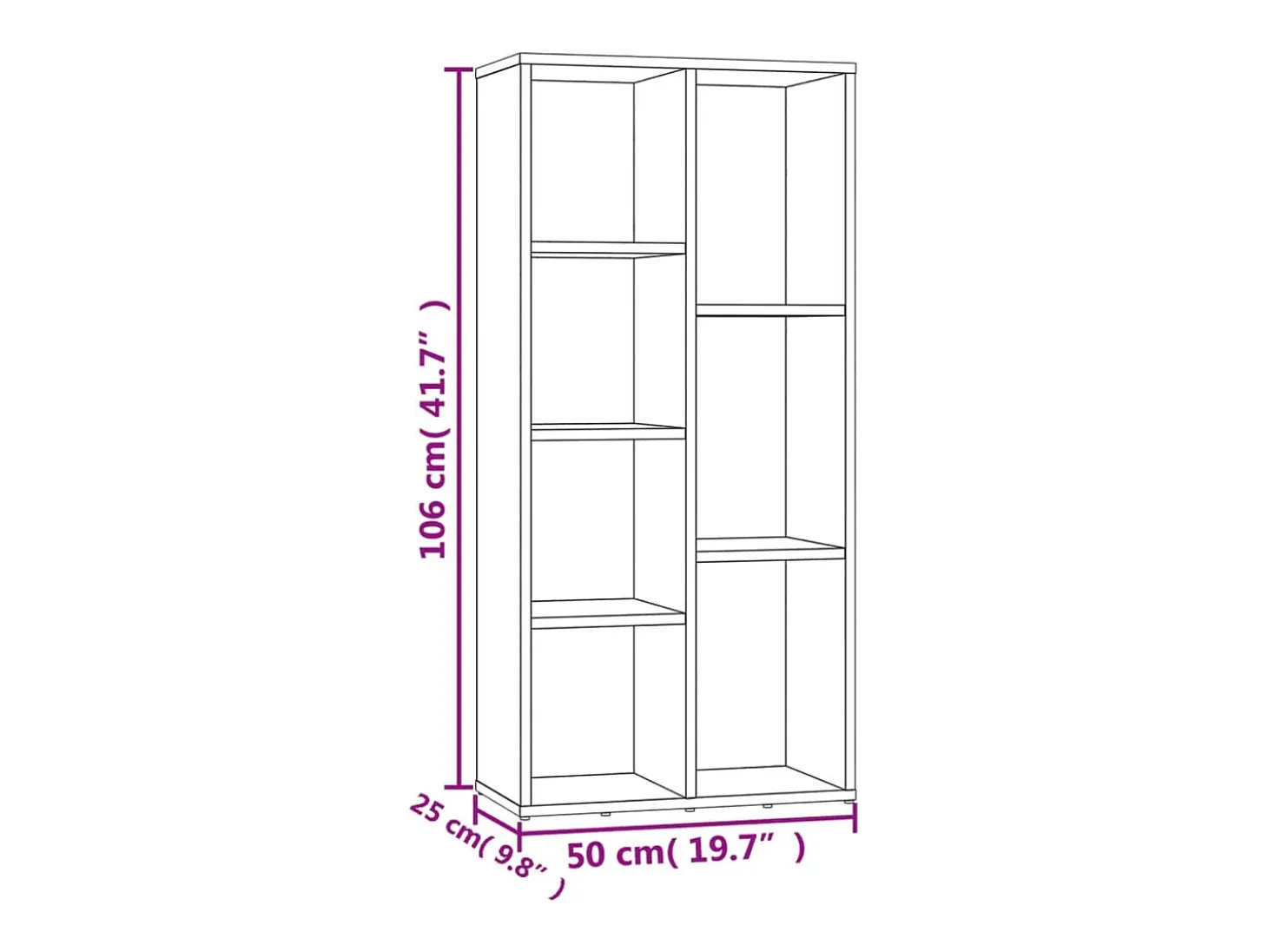Estantería madera contrachapada color roble Sonoma 50x25x106cm